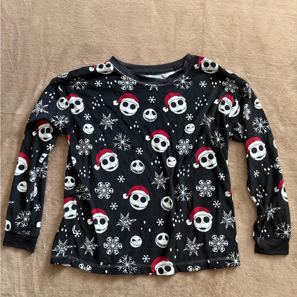 Disney Black Long-Sleeve Holiday Skull Print Top